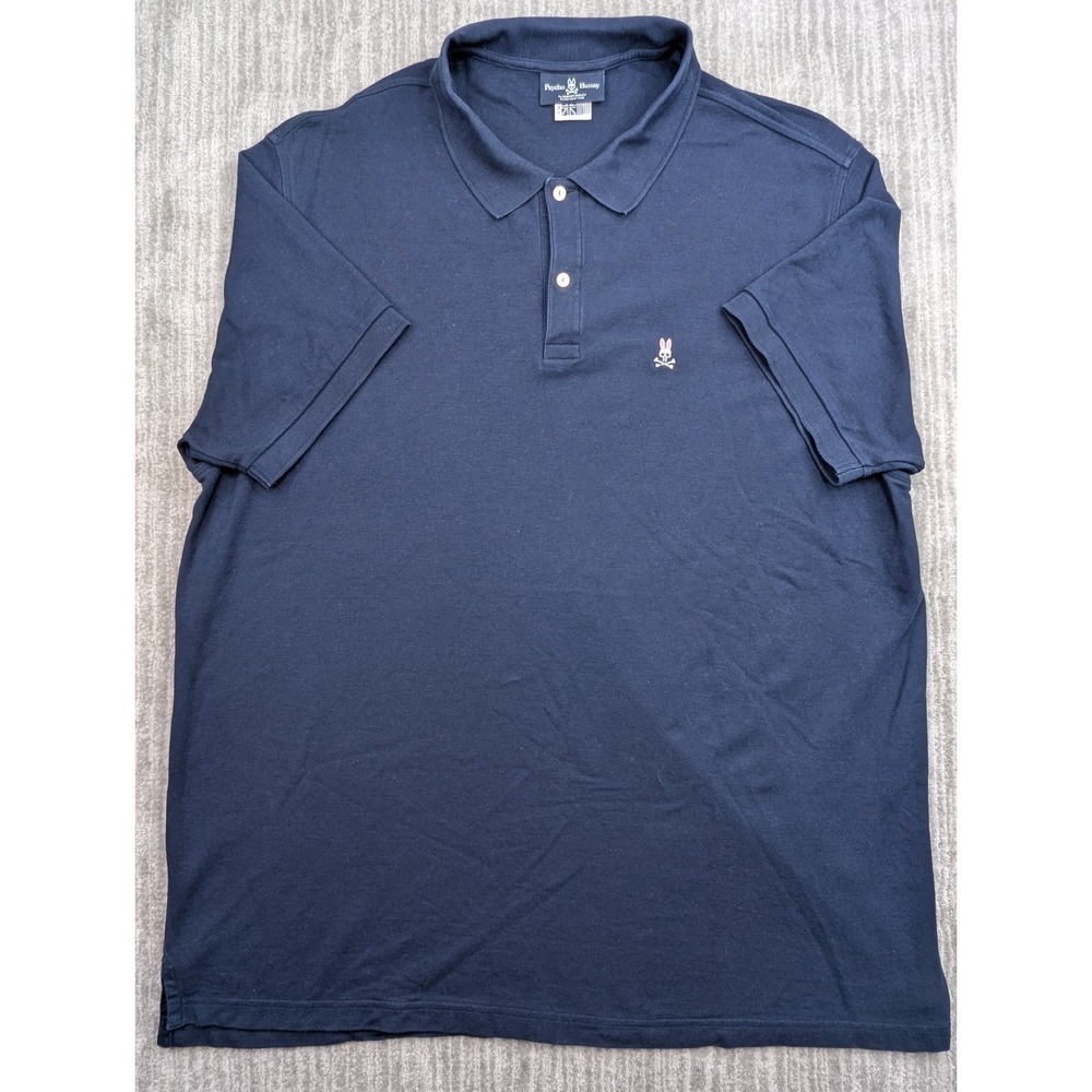 Psycho Bunny Polo Shirt Men 2XL Navy Blue 100% Pima Cotton Short Sleeve Golf